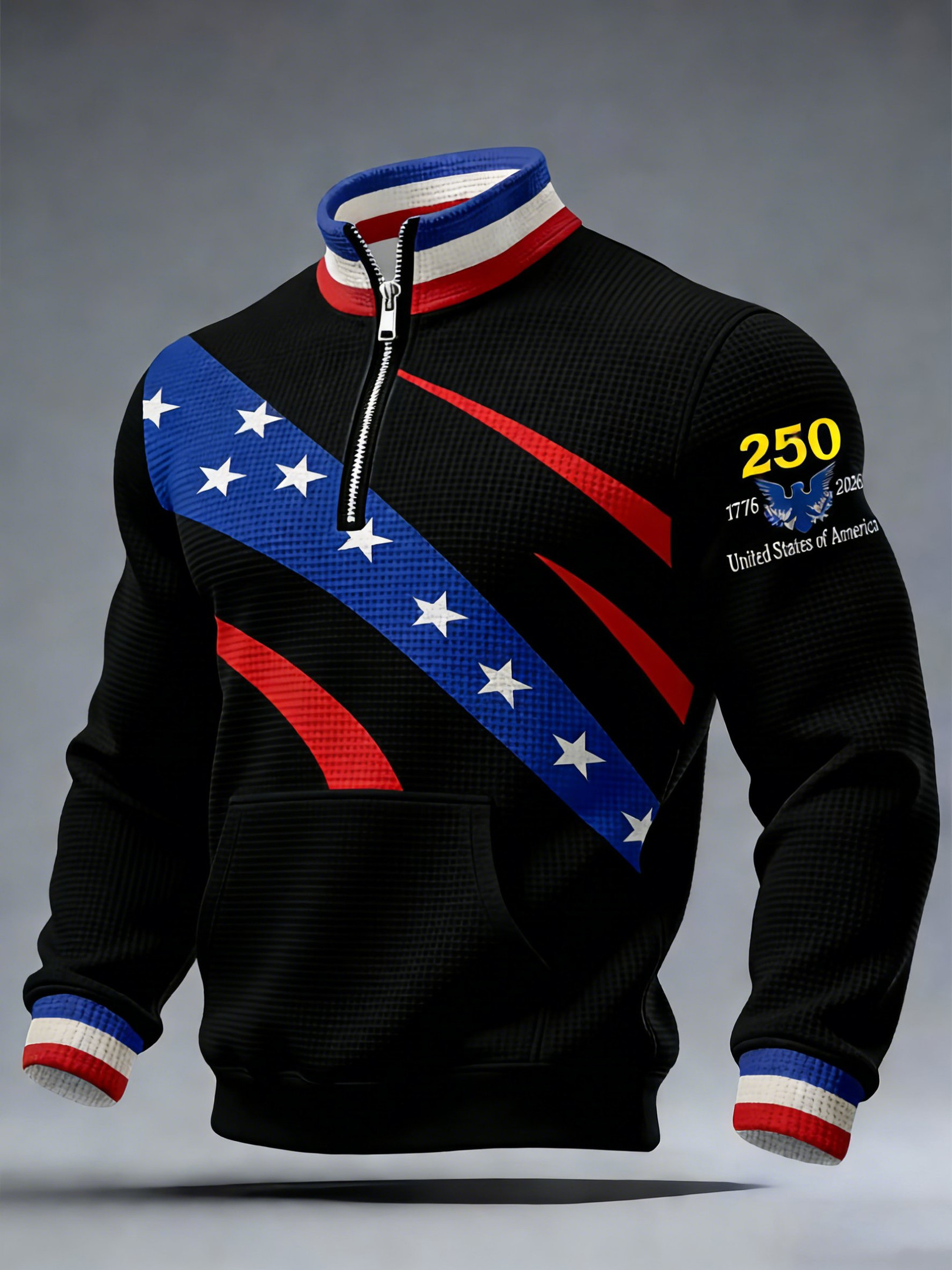 United States Of America 250th Anniversary Quarter Zip Sweatshirt 1776 2026 Patriotic Apparel