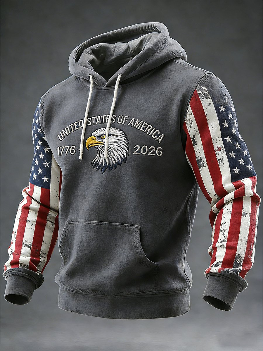 United States Of America 250th Birthday Hoodie Patriotic Men's Apparel Fourth Of July Gifts