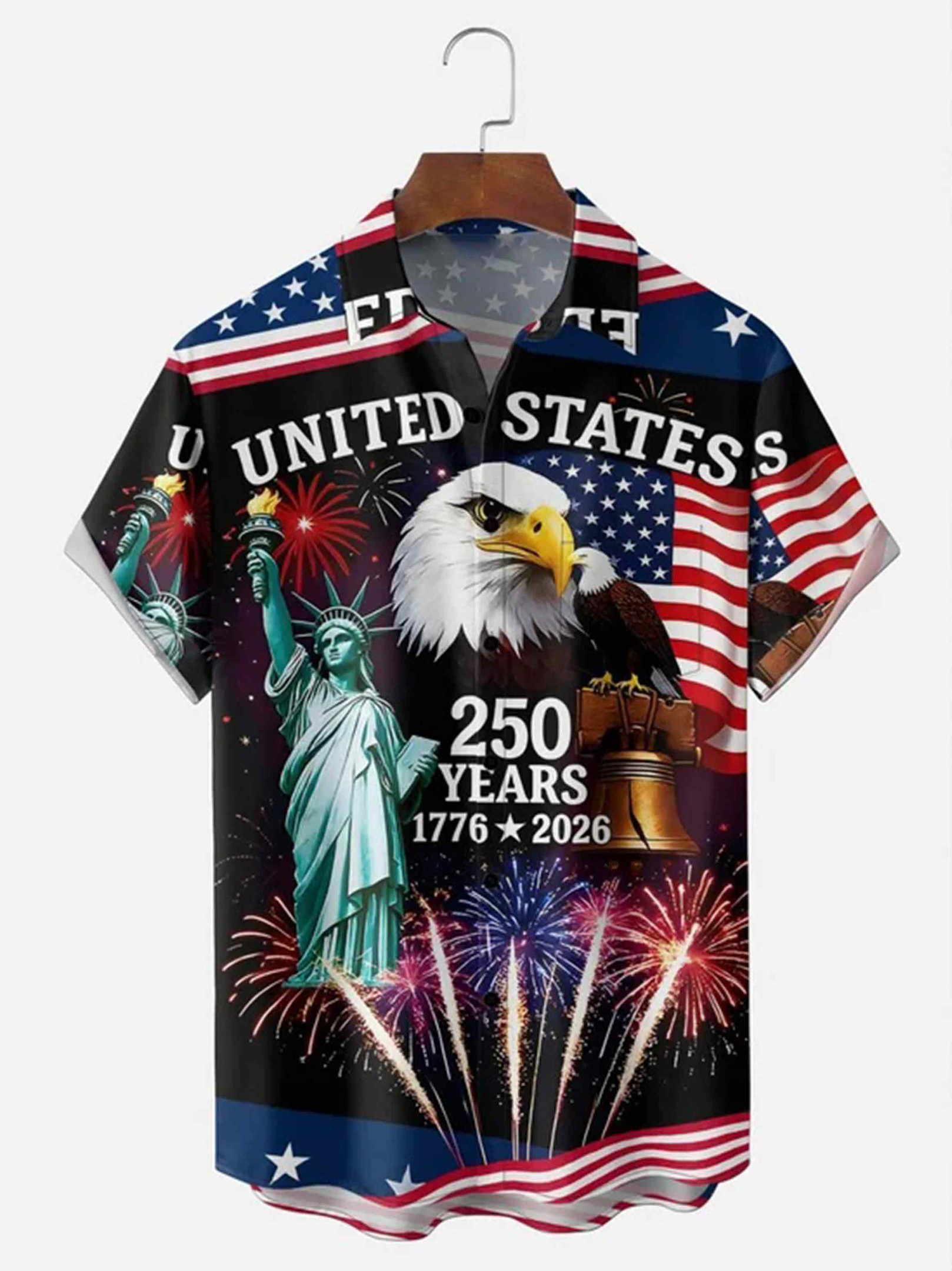 United States Of America Button Shirt 250 Years 1776 2026 Clothes Gift For Him