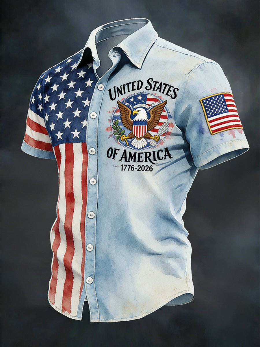 United States Of America Button Shirt We The People 1776 2026 Clothing Gift For Brothers