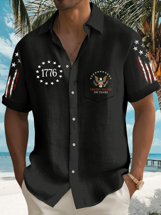 United States Of America Hawaiian Button Shirt 250 Years Anniversary 1776 2026 Merch Gift Ideas