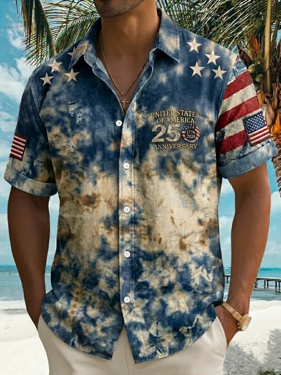 United States Of America Hawaiian Button Shirt 250th Anniversary Clothing Gift For Men