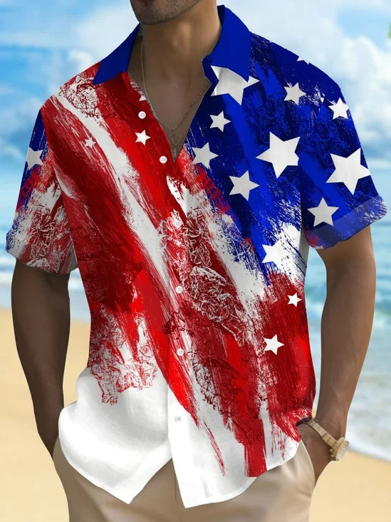United States Of America Hawaiian Button Shirt Independence Day Clothing Gift For Men