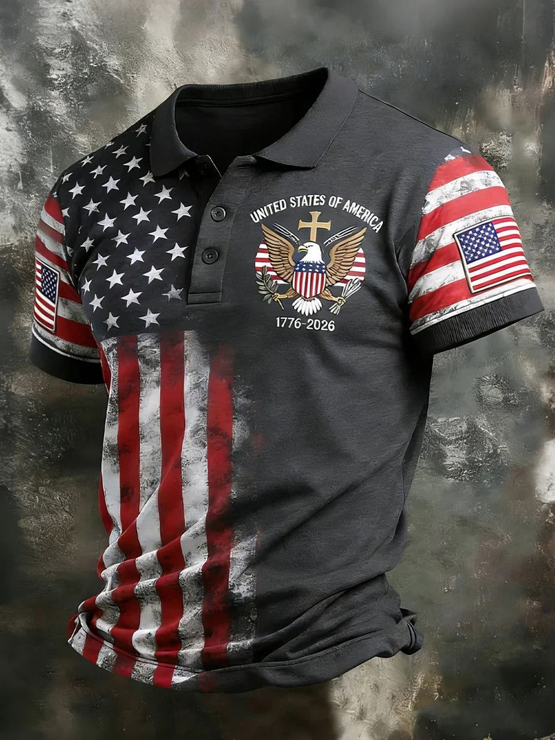 United States Of America Polo Shirt 1776 2026 American Flag Shirt Father Day's Gift