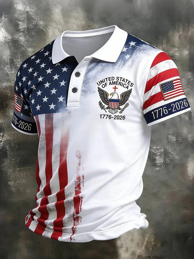 United States Of America Polo Shirt 1776 2026 American Flag Shirt Father Day's Gift