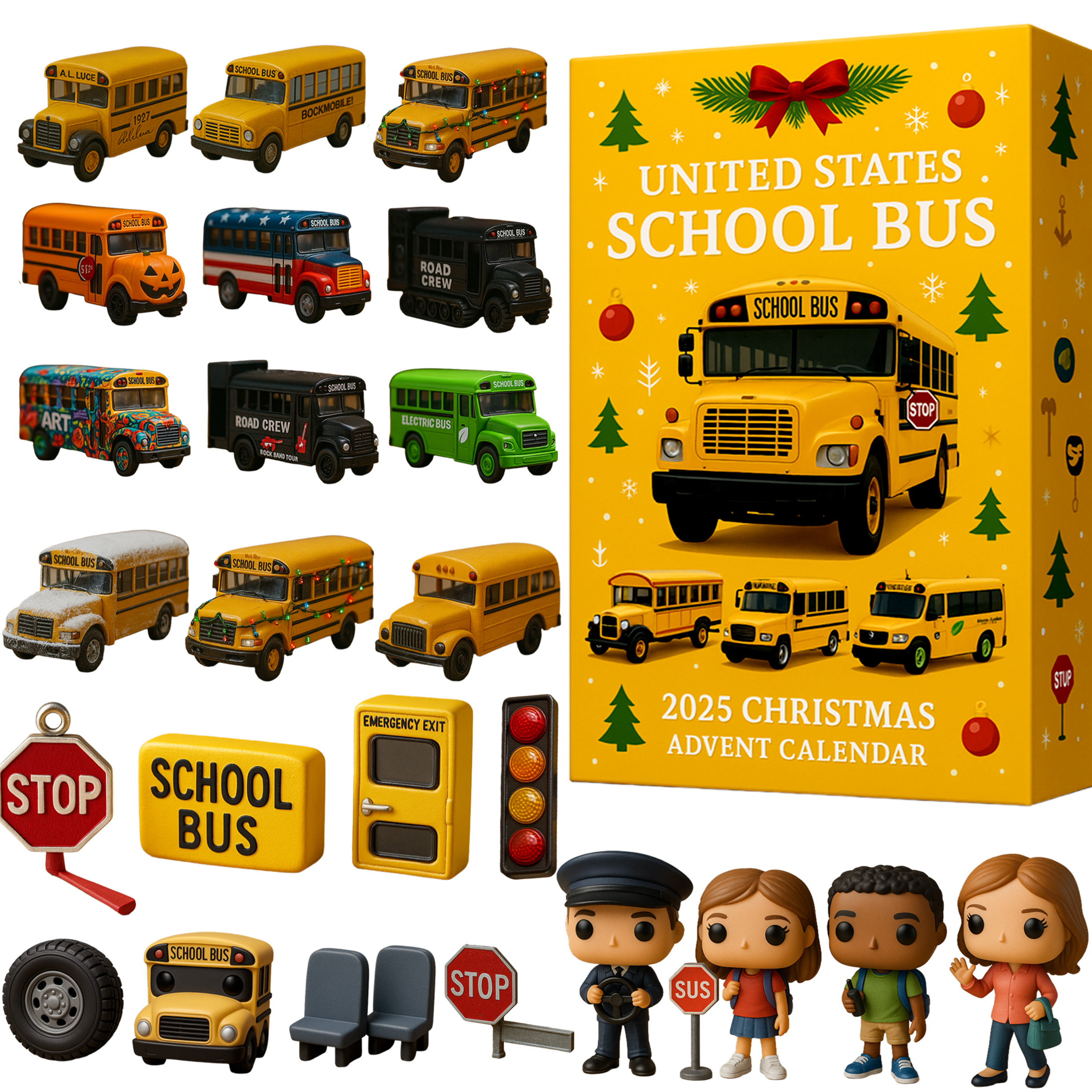 United States School Bus 2025 Christmas Advent Calendar Cool Advent Calendar Bus Driver Gifts