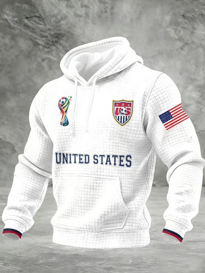 United States Soccer Hoodie Men USA FIFA World Cup 2026 Trophy Shield Fan Gear Gift Ideas