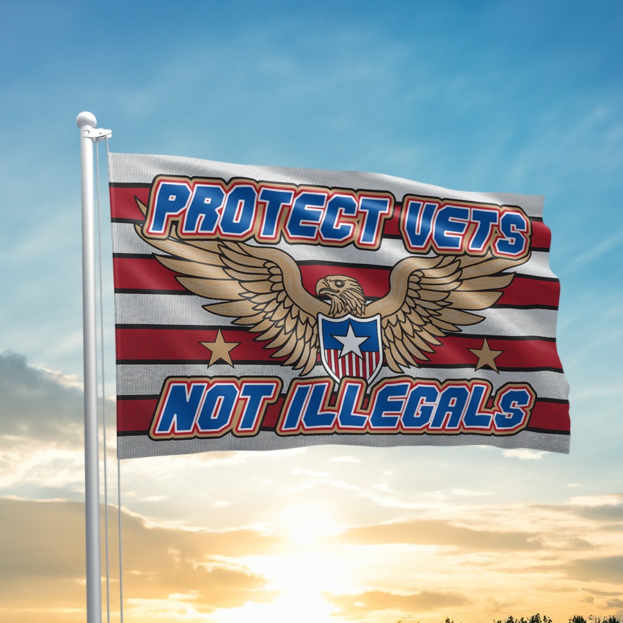 United States Veteran Flag Eagle Protect Vets Not Illegals Outdoor Decor Gifts