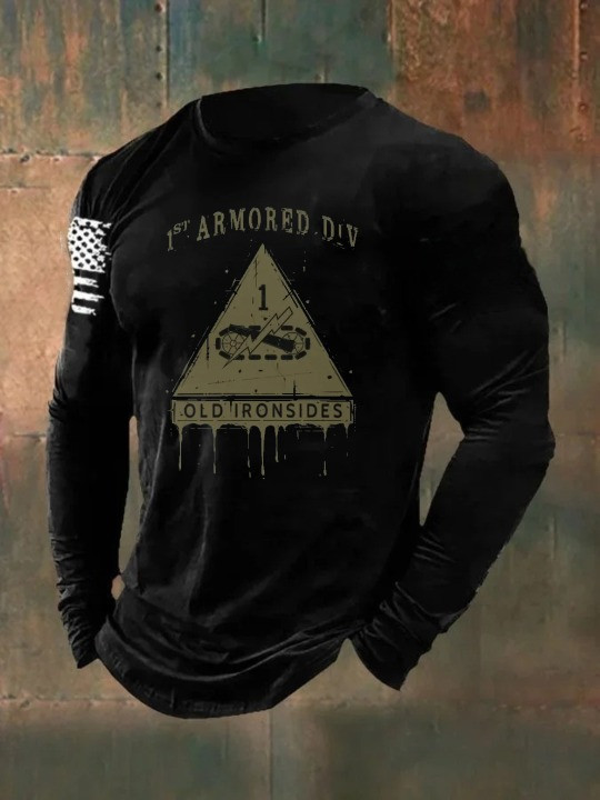 United States Veteran Long Sleeve Shirt 1ST Armored Div Old Ironsides Clothing Present Ideas