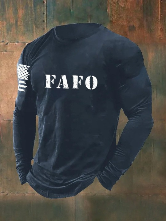United States Veteran Men's Long Sleeve Shirt FAFO America Flag Veteran Gift Ideas