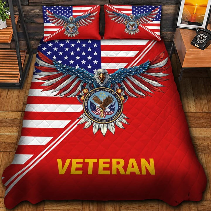 United States Veteran Quilted Bedding Set Duvet Cover Bedspread Bedroom Decor Gifts For Veterans