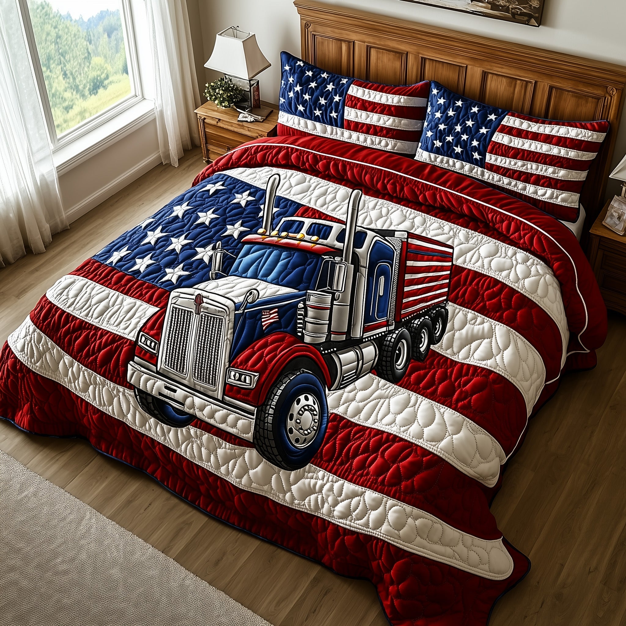 United Truck Power Quilted Bedding Set Duvet Cover Bedspread Tractor Gifts For Men