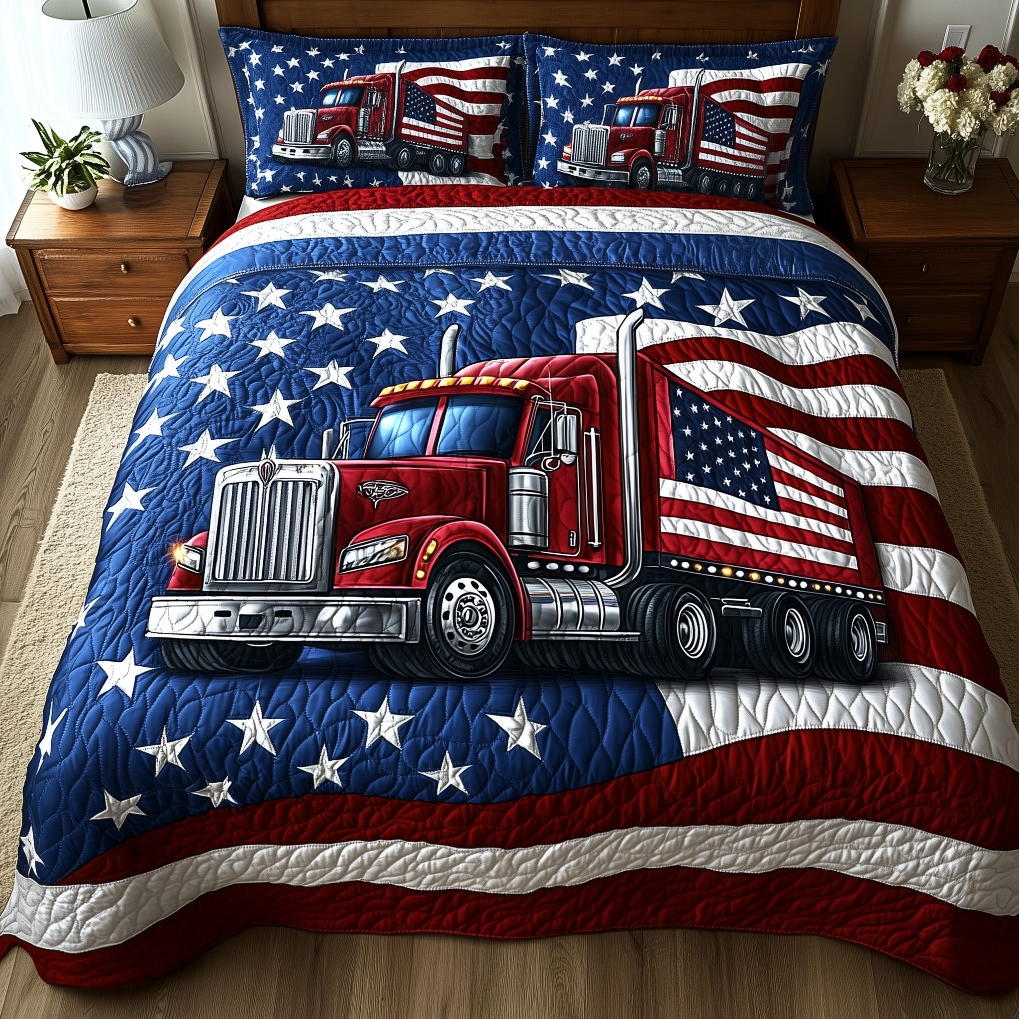 United Truck Power Quilted Bedding Set Duvet Cover Bedspread Tractor Presents For Adults