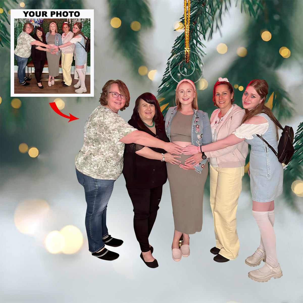 Unity In Bloom Personalized Photo Mica Ornament Christmas Gift For Family Members Baby