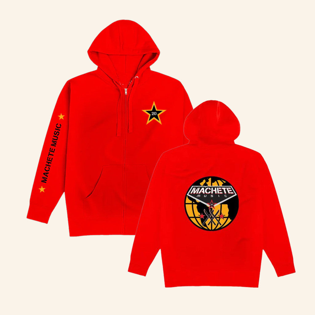 Universal Music Merch Machete Red Globe Zip Hoodie Gifts For Dudes