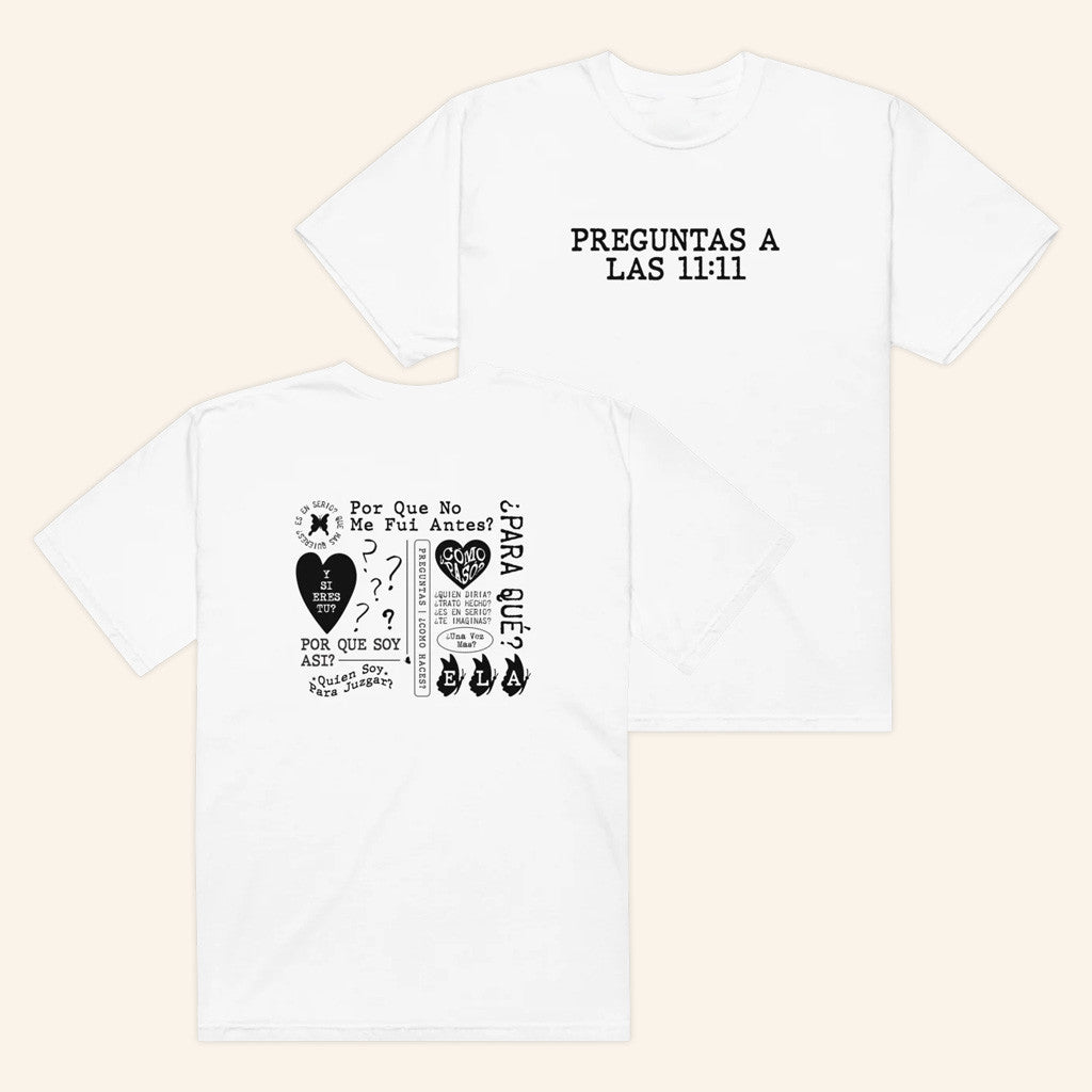 Universal Music Merch Preguntas A Las 11 11 Tracklist White T-Shirt Gifts For Dudes Universal Music Merch Preguntas A Las 11 11 Tracklist White T-Shirt Gifts For Dudes