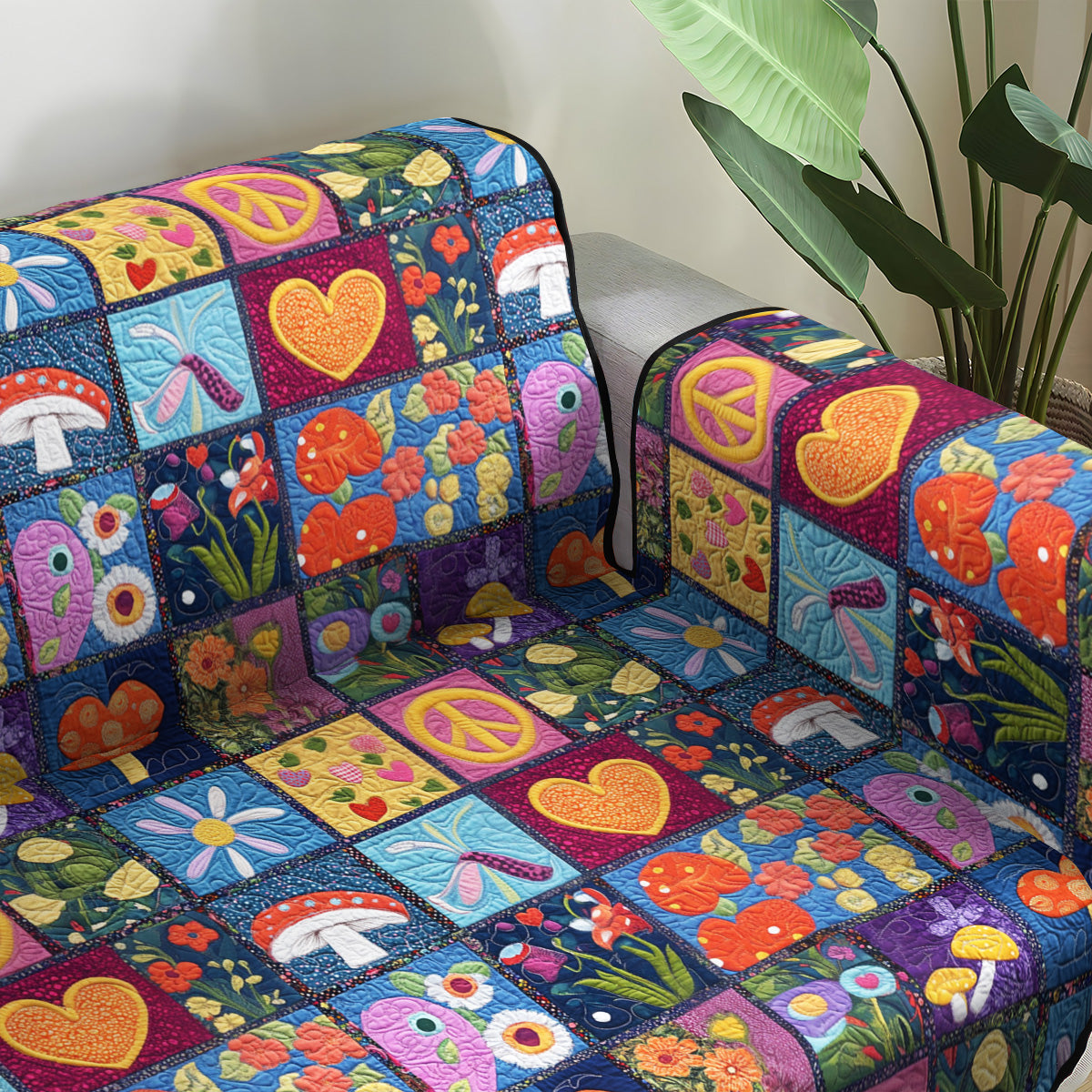 Universal Peace Quilted Sofa Cover Seat Covers For Couches Birthday Gifts For Friends