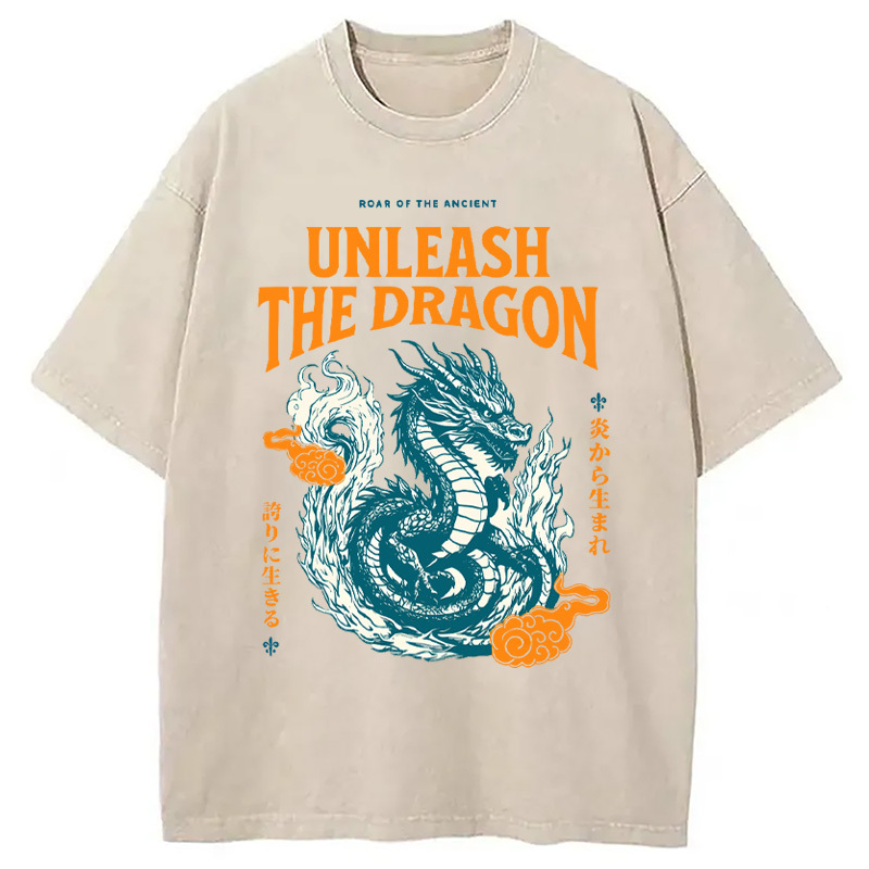 Unleash The Dragon Washed T-Shirt Funny Aesthetic Trendy Apparel Gifts For Sister
