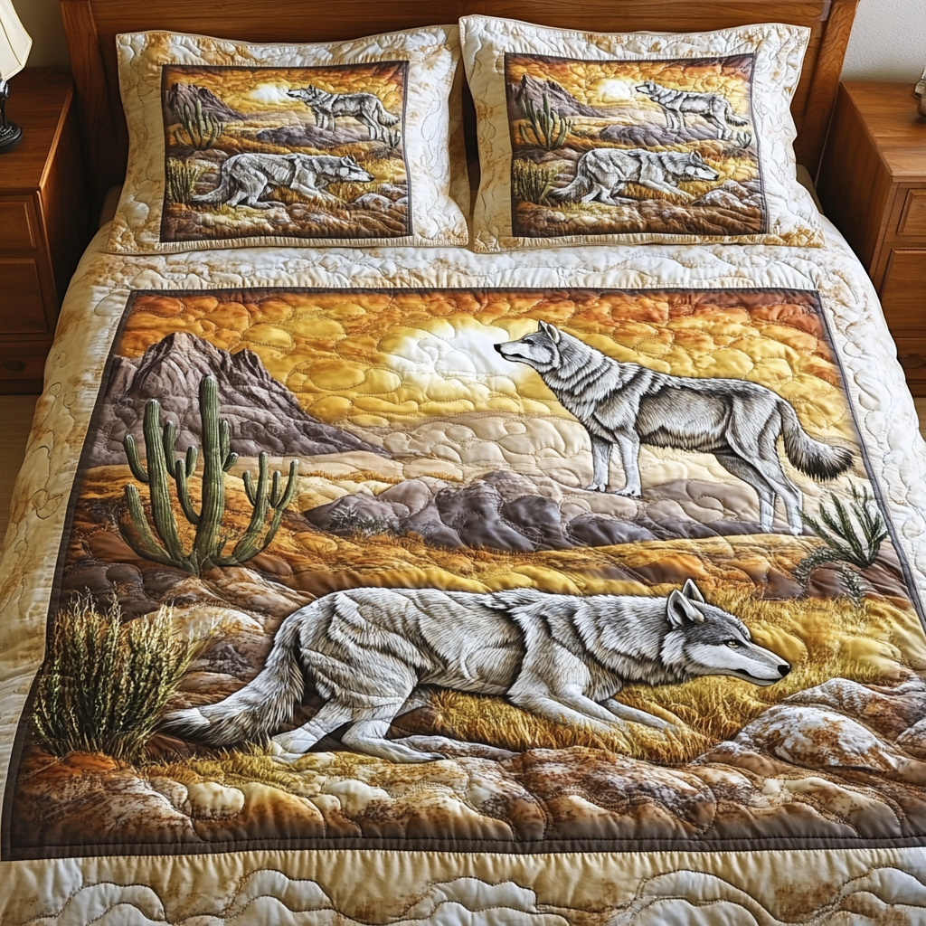 Untamed Path Quilted Bedding Set Aesthetic Room Decor Wolf Christmas Presents