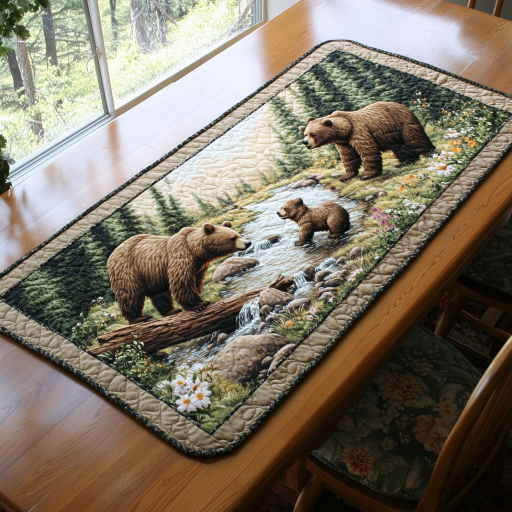 Untamed Spirit Quilted Table Runner Dining Room Decor Gift Ideas For Bear Lovers