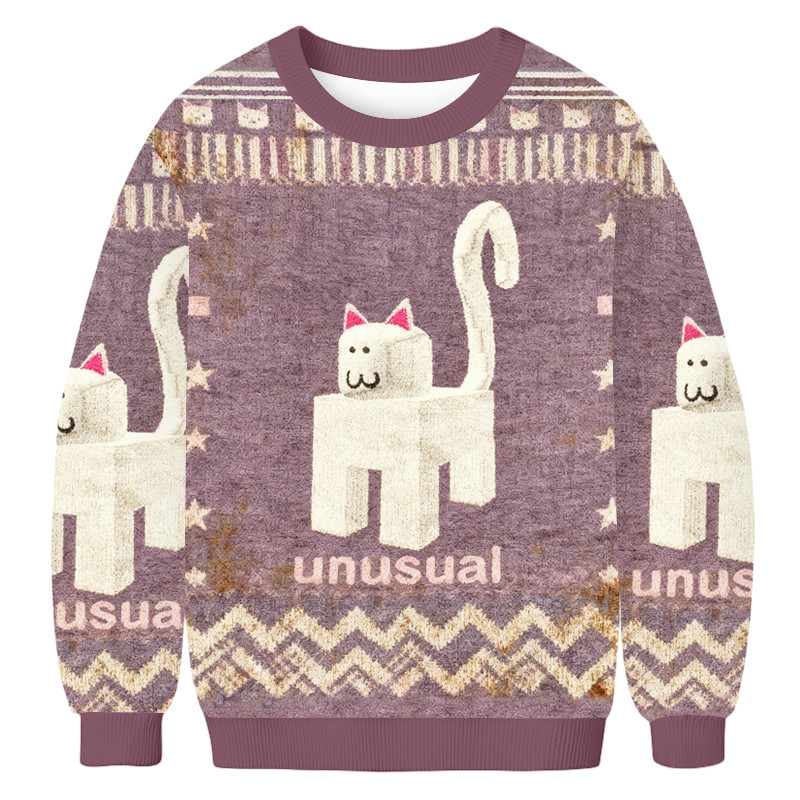 Unusual Robot Cat Ugly Sweater Animal Themed Winter Apparel Xmas Gifts For Cat Lovers