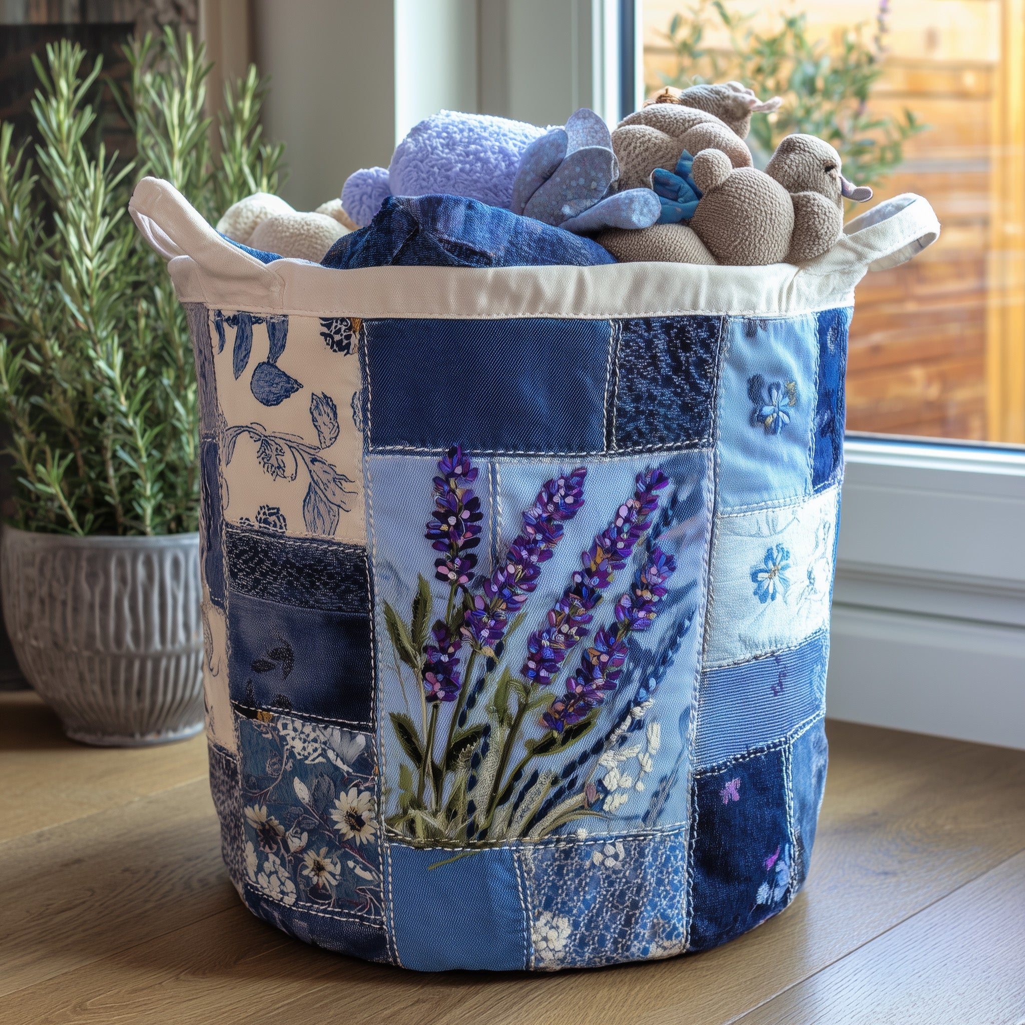 Upcycle Quilted Laundry Basket Sunflower Items For Gifts