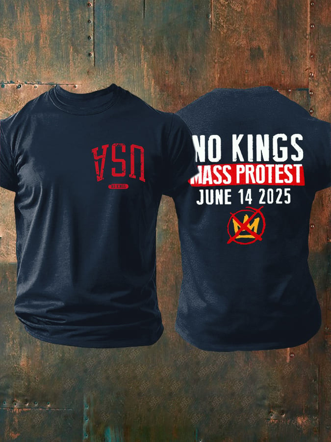 Upside Down Usa No Kings Mass Protest June 14 2025 T-Shirt Dad Gifts