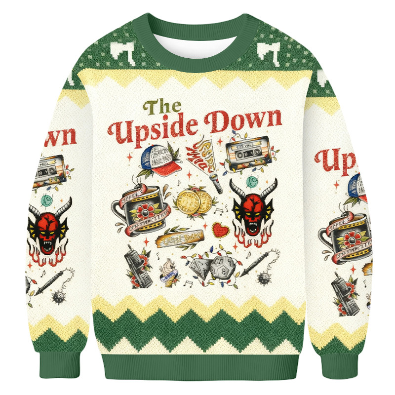 Upside Down World Ugly Sweater Stranger Things Apparel Christmas Gifts For Him