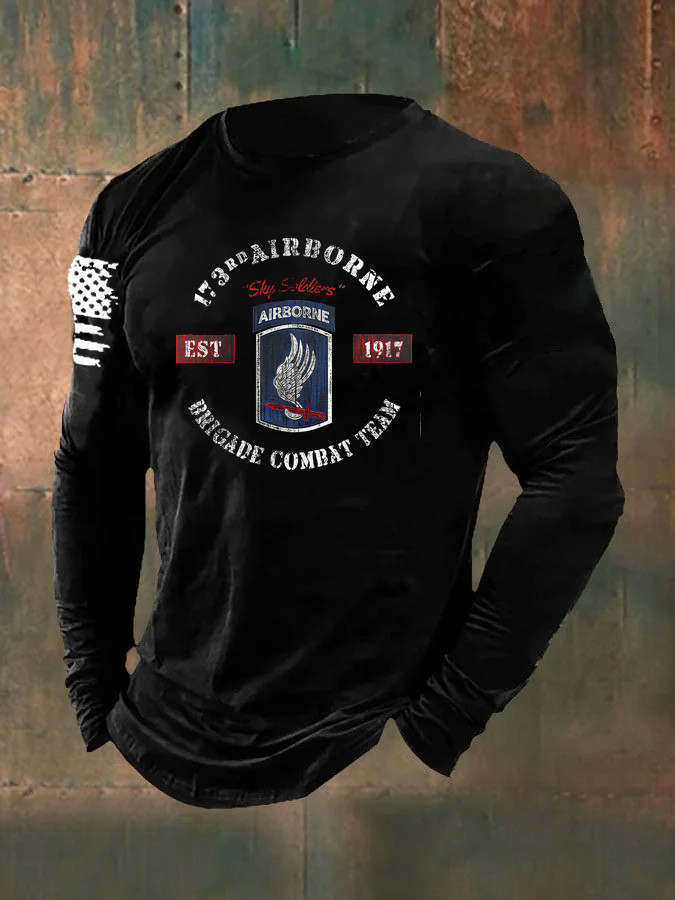 US 173rd Airborne Veteran Long Sleeve Shirt Brigade Combat Team Veteran Clothing Patriotic Gifts