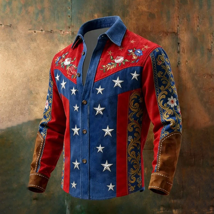 US 250 1776 2026 Button Up Long Sleeve Shirt Patriotic American Flag Design 4Th Of July Merch