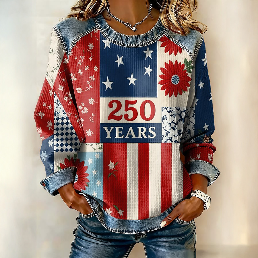 US 250 Years 1776 2026 Floral Art Sweatshirt July 4 Outfits Gift For Her