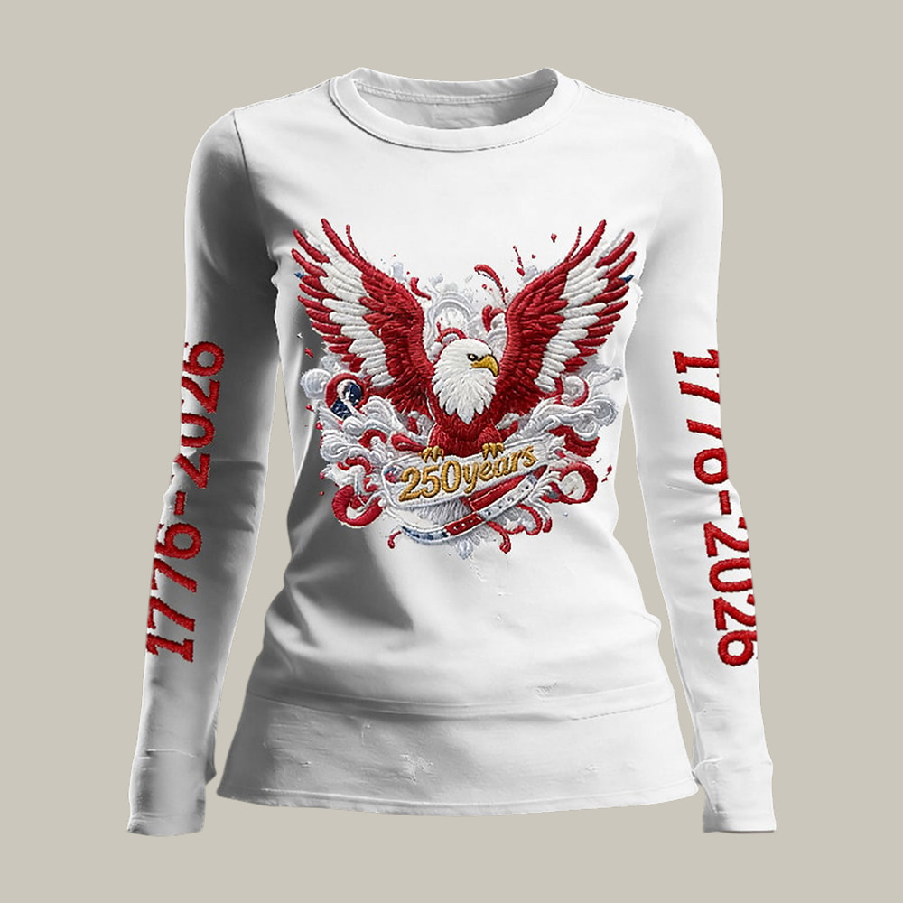 US 250 Years 1776 2026 Long Sleeve Shirt American Eagle Apparel Fourth Of July Gift