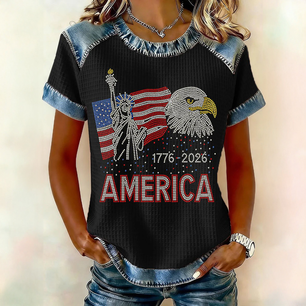 US 250 Years 1776 2026 T-Shirt Patriotic Eagle Statue Of Liberty Clothing Line