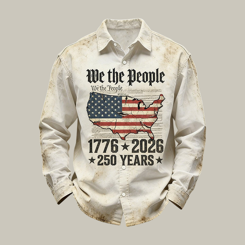 US 250 Years 1776 2026 We The People Button Up Long Sleeve Shirt Independence Day 2026 Merch
