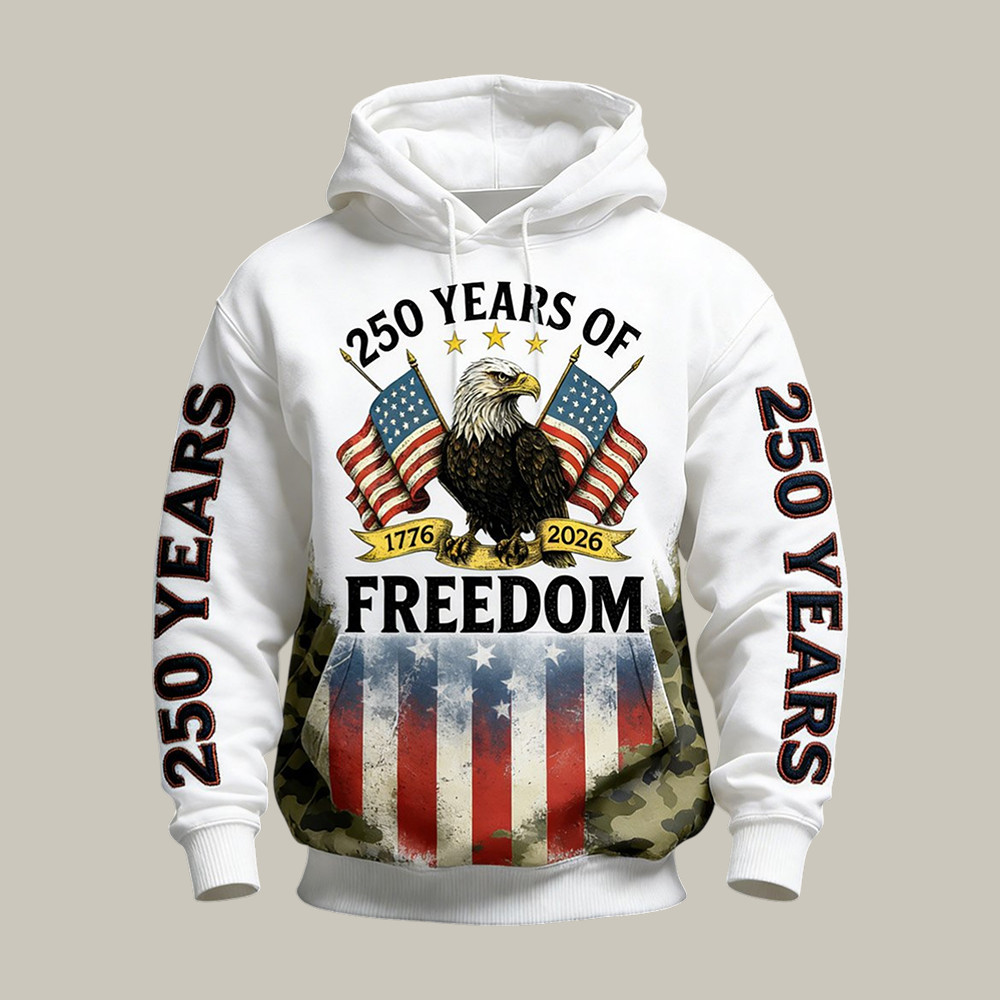 US 250 Years Of Freedom 1776 2026 Eagle Hoodie Semiquincentennial Merch Patriotic Husband Gift