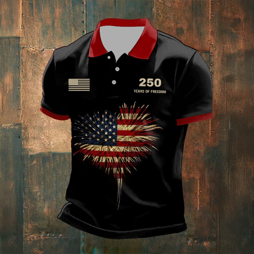 US 250 Years Of Freedom 1776 2026 Polo Shirt American Flag Apparel 4th Of July Gifts