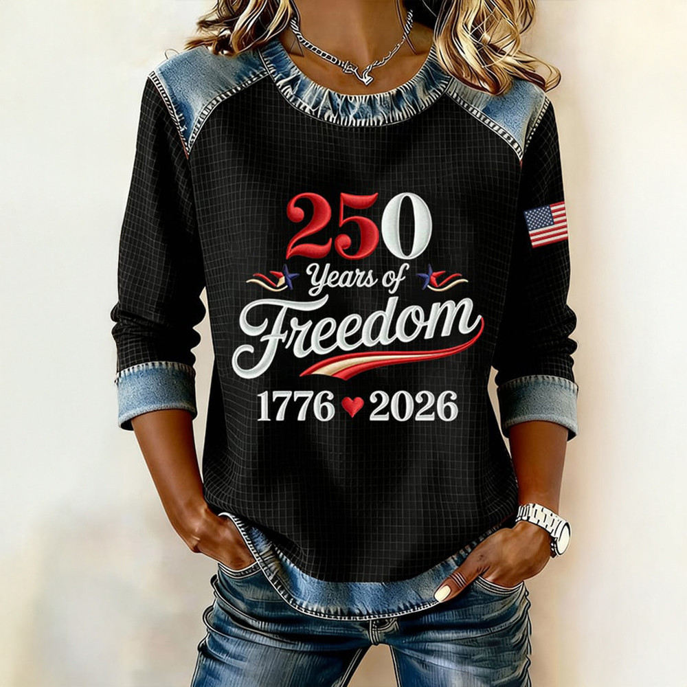 US 250 Years Of Freedom 1776 2026 Sweatshirt America's Birthday Merch Patriotic Gift For Her