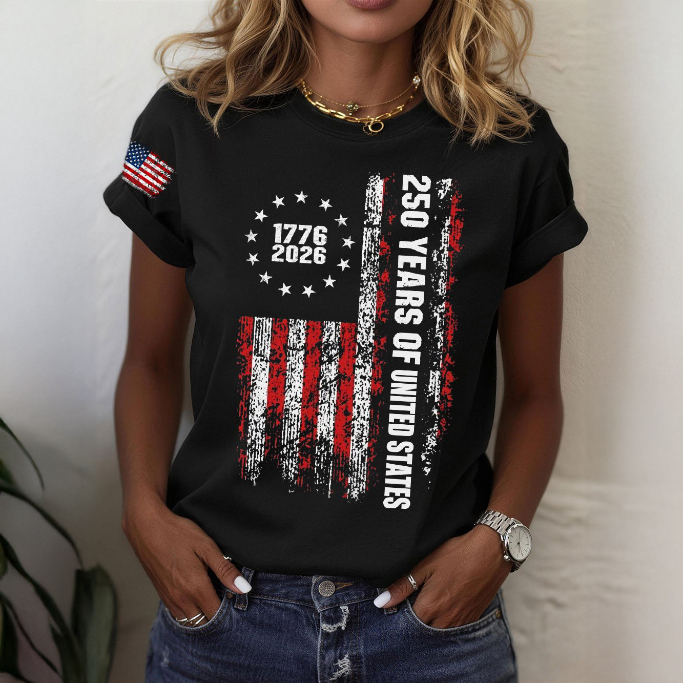 US 250 Years Of Freedom 1776 2026 T-Shirt Independence Day 2026 Clothes Patriotic Wife Gift