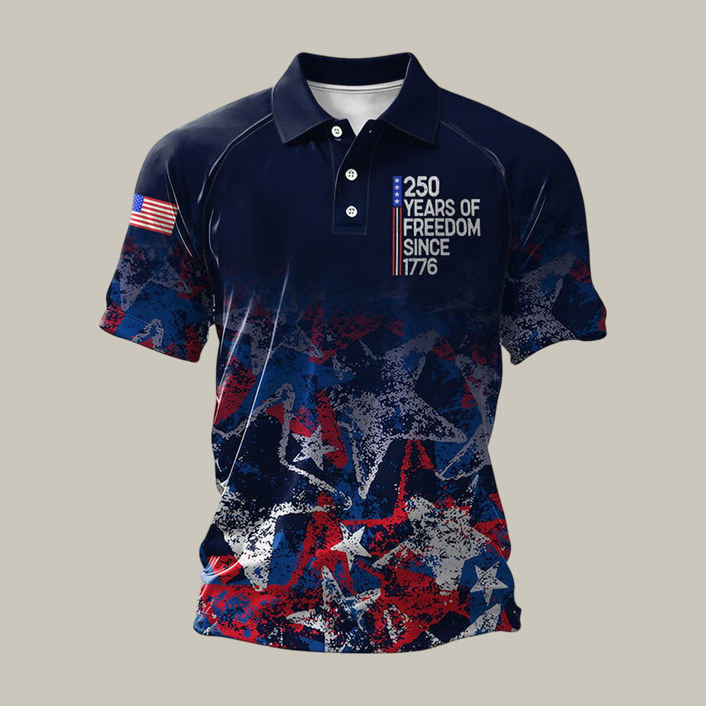 US 250 Years Of Freedom Since 1776 Polo Shirt 4th Of July Attire Independence Day Gifts