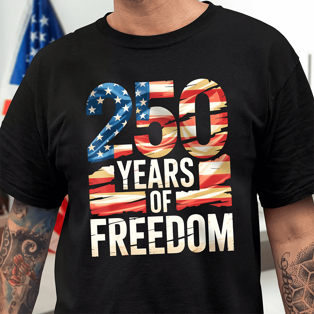 US 250 Years Of Freedom T-Shirt Independence Day 2026 Clothes Gift Ideas For Him