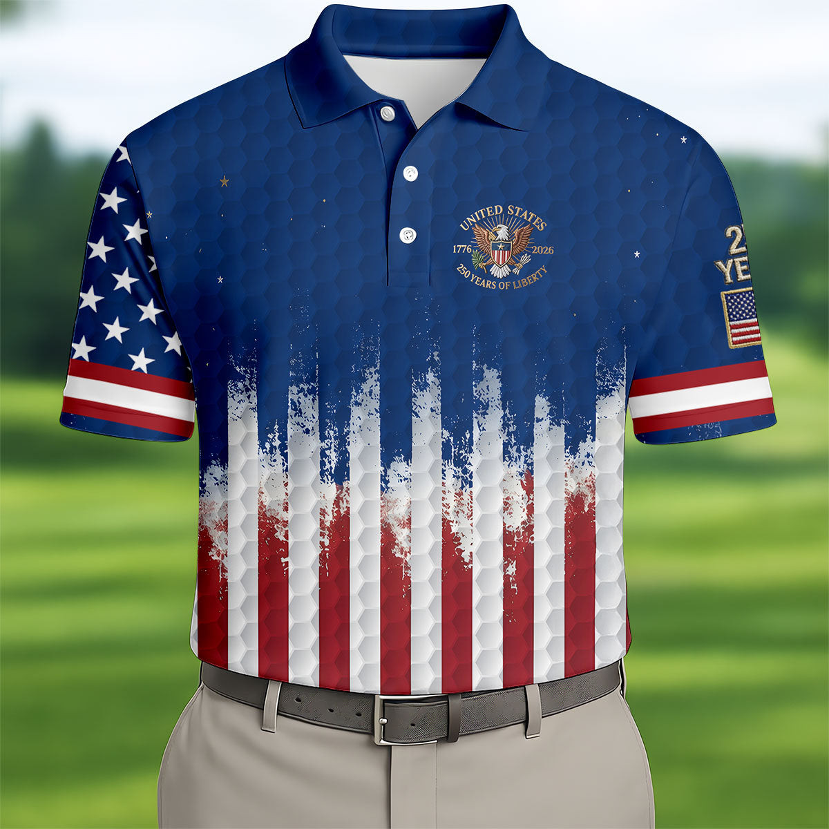 US 250 Years Of Liberty Golf Polo Shirt 4Th Of July Apparel Cool Golf Gifts For Dad