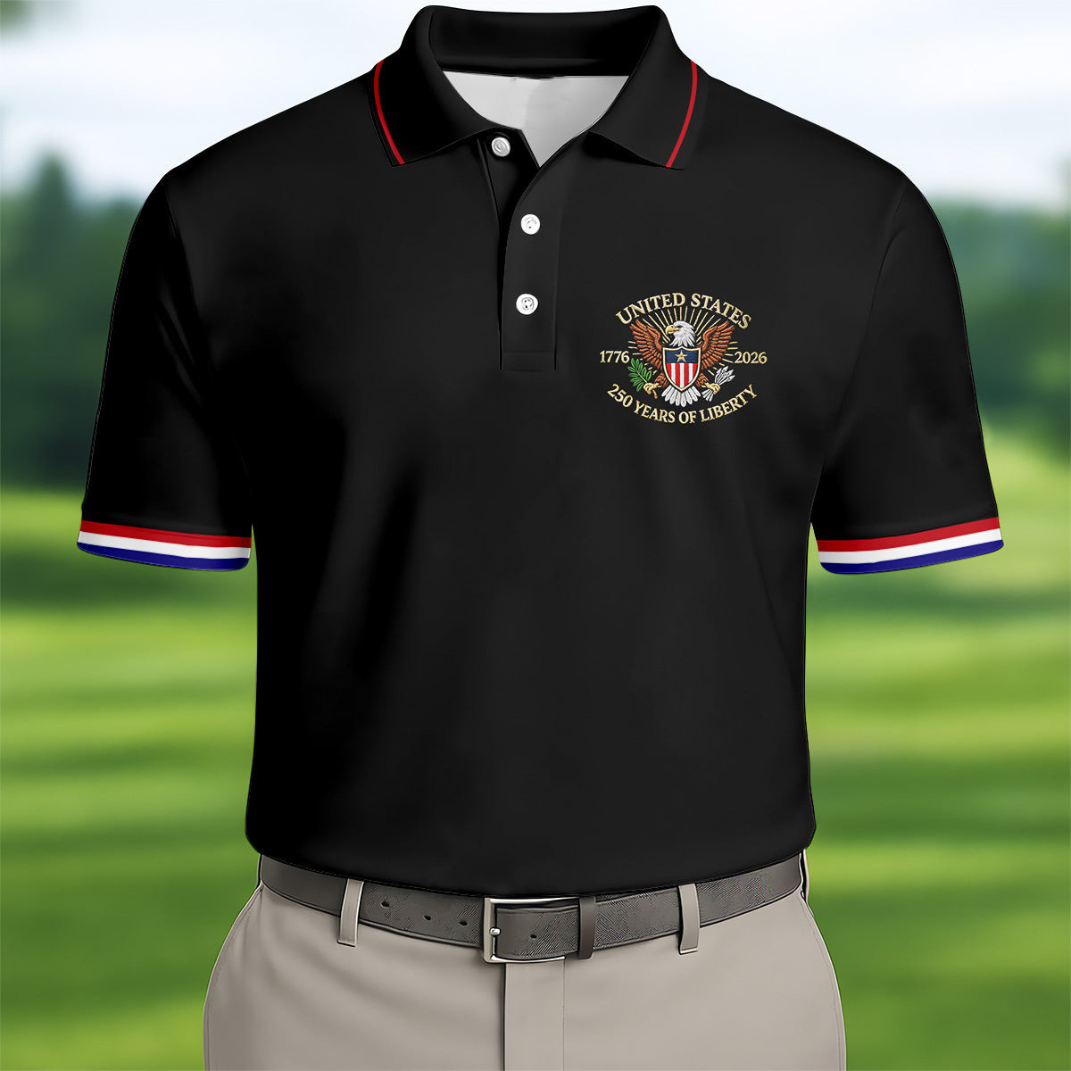 US 250 Years Of Liberty Golf Polo Shirt Mens Golf Attire Good Golf Gifts For Dad