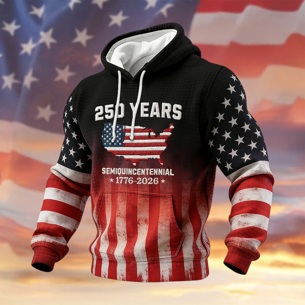 US 250 Years Semiquincentennial 1776 2026 Hoodie Fourth Of July Apparel Patriotic Gift Idea