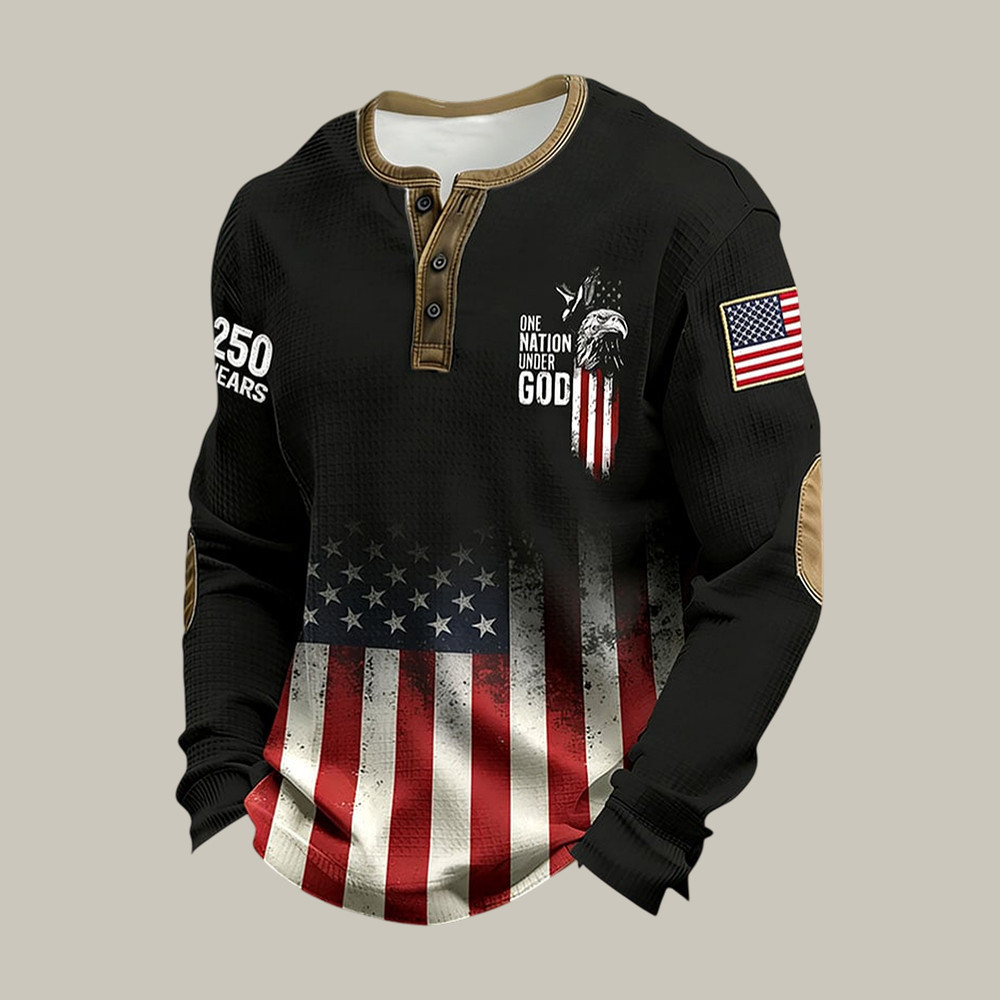 US 250Th Anniverasry 1776 2026 Button Long Sleeve Shirt One Nation Under God 4Th Of July Apparel