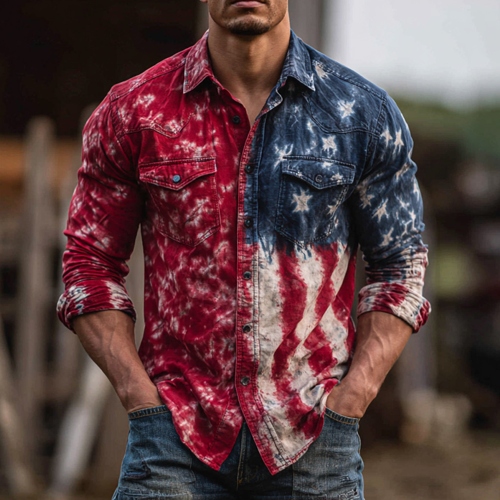 US 250Th Anniversary 1776 2026 Button Up Long Sleeve Shirt American Flag Apparel