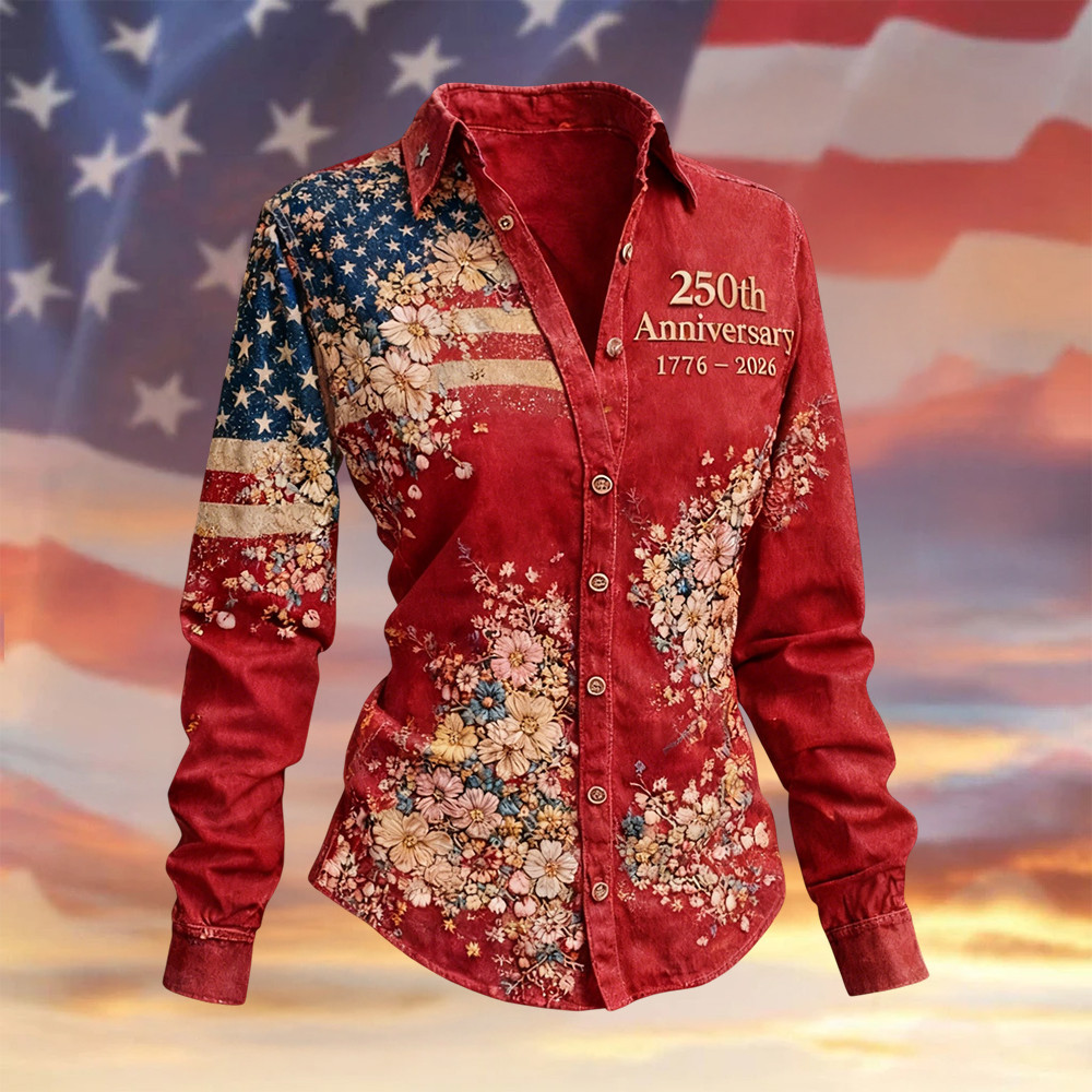 US 250Th Anniversary 1776 2026 Button Up Long Sleeve Shirt Independence Day 2026 Merch