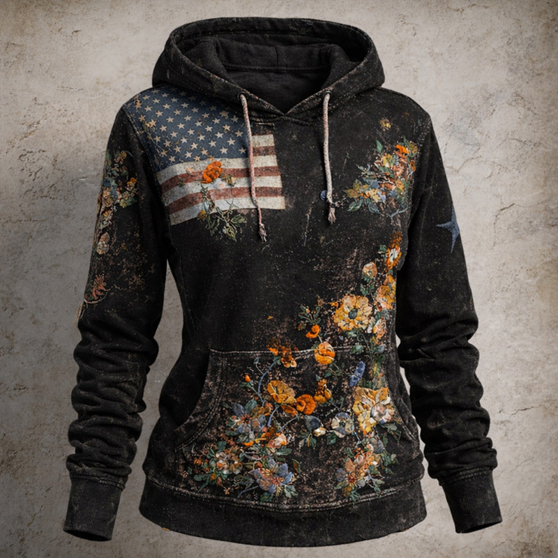 US 250th Anniversary 1776 2026 Floral Hoodie Fourth Of July Clothing Line Unique Gift Ideas