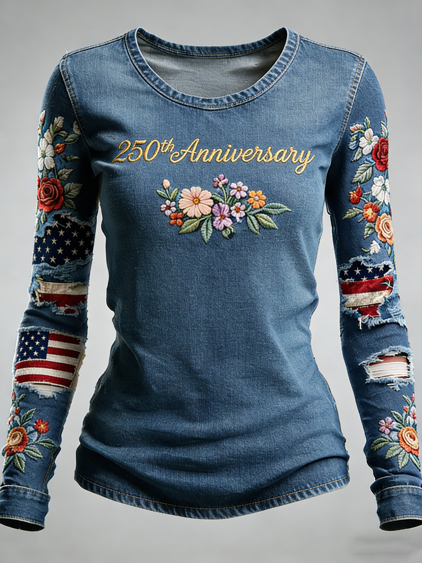 US 250th Anniversary 1776 2026 Floral Long Sleeve Shirt Independence Day Apparel US 250th Anniversary 1776 2026 Floral Long Sleeve Shirt Independence Day Apparel