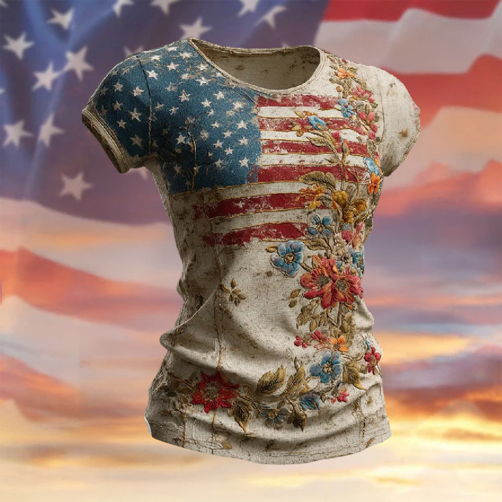 US 250Th Anniversary 1776 2026 Floral T-Shirt Independence Day 2026 Shirt Gift For Patriots