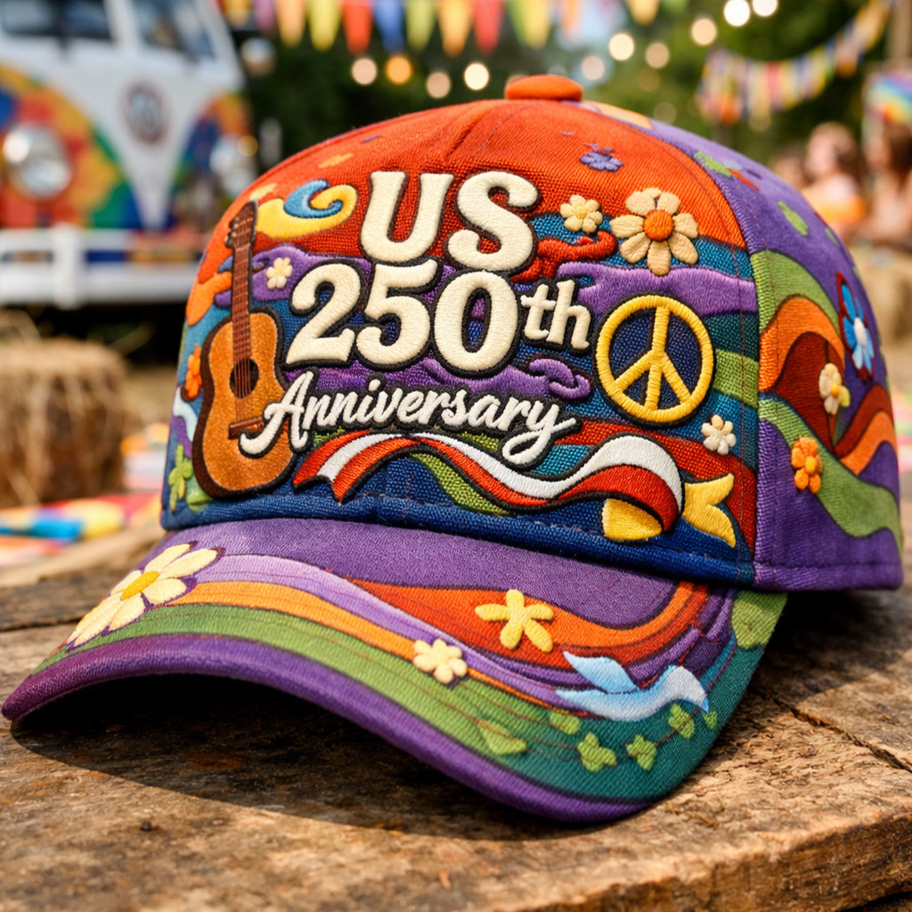 US 250Th Anniversary 1776 2026 Hat Hippie Vibe Independence Day Merch Gift For Patriots